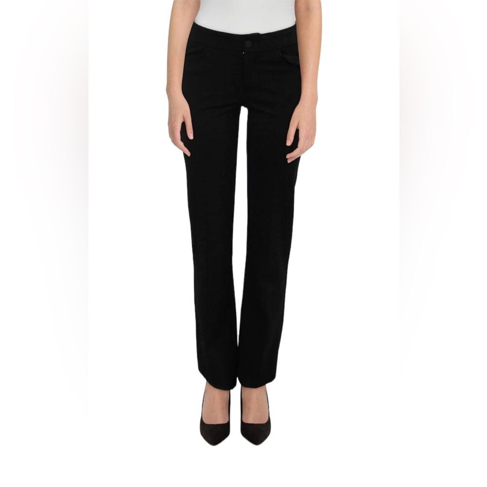Anne Klein flat front black dress pants high rise wide leg compression NWT sz 14